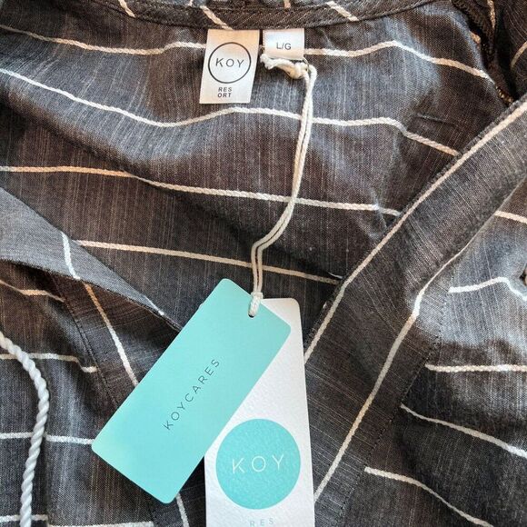 NWT Koy Resort Gray Striped Sleeveless Monterey Hooded Swim Cover-Up, Size Large - Picture 5 of 8